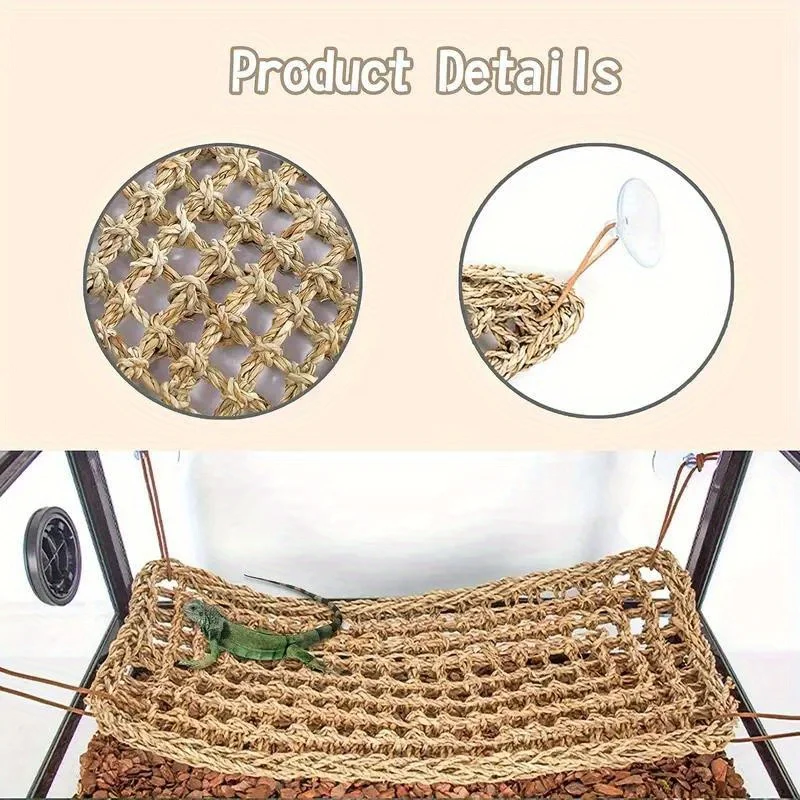 1PC Bearded Dragon Hammock Reptile Lounger for Chameleon Lizards Gecko Snakes Lguana Reptiles Geckos Grass Cushion Pet Bed Swing