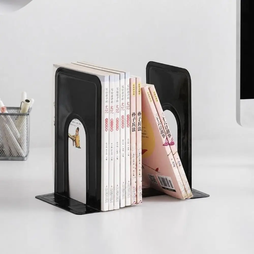 2Pcs Thickened Metal Metal Bookends T-Shape Round Top Book Supports Non Slip Desktop Bookshelf Organizer Gift