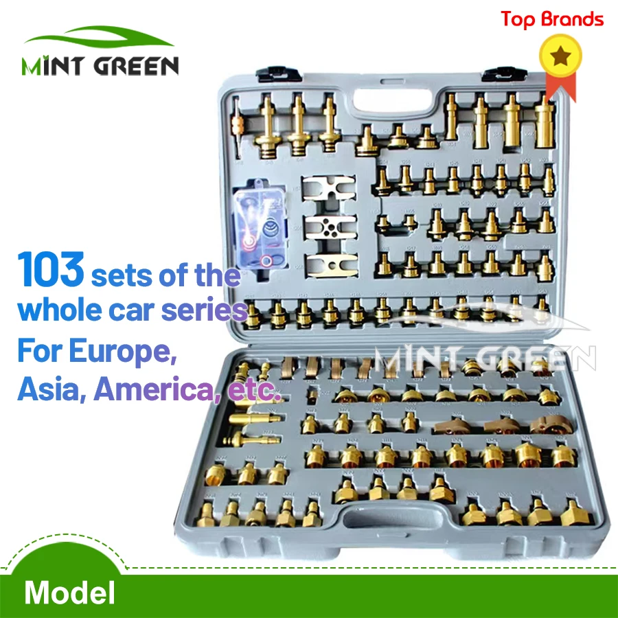 

108 PCS SET New car air conditioner upgrade pure copper leak detection tool side leak plug head Asia-Europe two-in-one tool