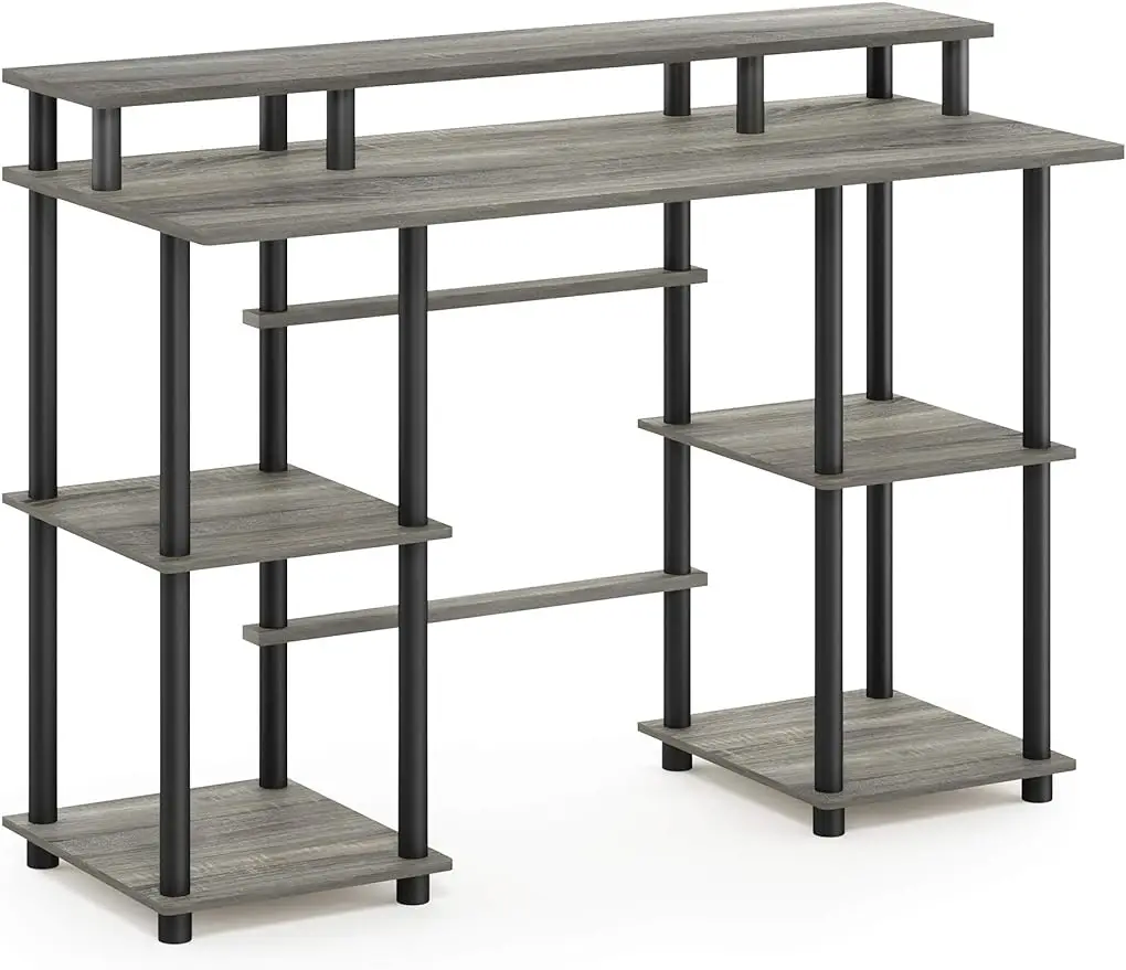 Turn-N-Tube Computer Desk, French Oak Grey/Black