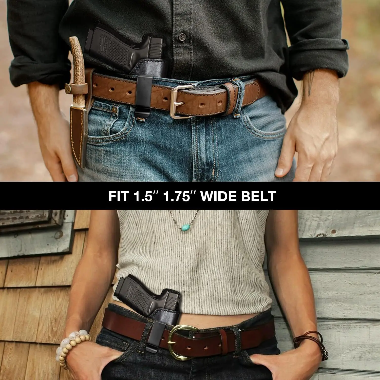 فقط لـ Glock 19/19X/26/23/32(Gen3-5) & 27/33/44/45، حافظة جلدية IWB، حافظة حزام الخصر الداخلية، استخدام اليد اليمنى #5