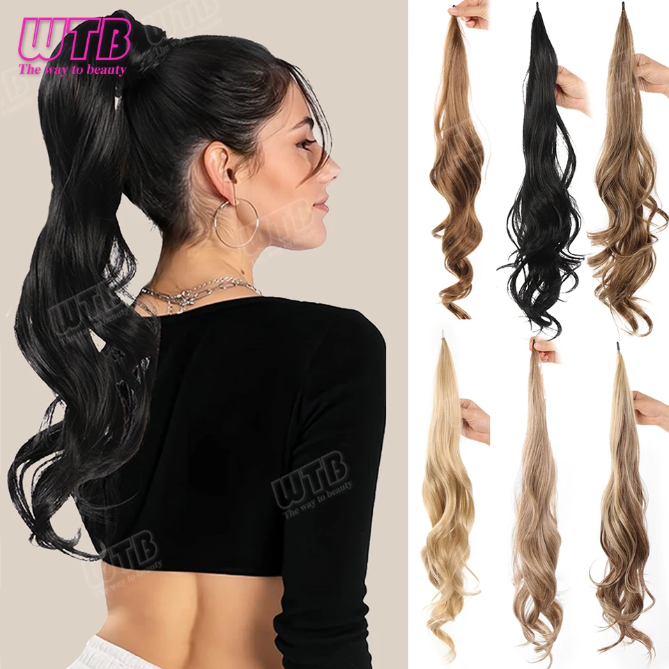 

32 Inch Synthetic Ponytail Extension Long Curly Ponytail Hair Extensions Natural pony tail Synthetic Hairpiece for Women