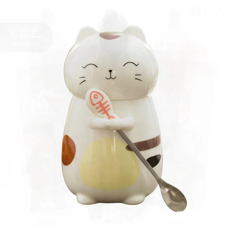 

Керамическая чашка Tide 400 мл с крышкой и ложкой, милая студенческая чашка с кофе и молоком для путешествий и дома, универсальный очаровательный дизайн