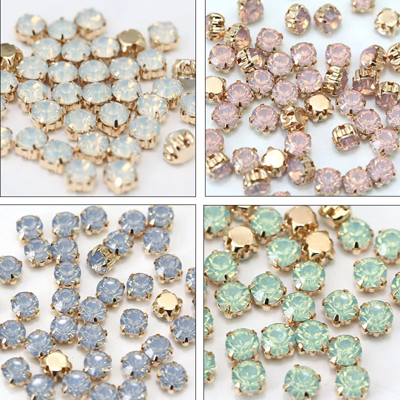 3/4/5/6mm 100pcs Opal Resin Claw Cup Rhinestone Gold/silver Base Fabric Beads Craft Rhinestones for Diy Wedding Clothes Sewing