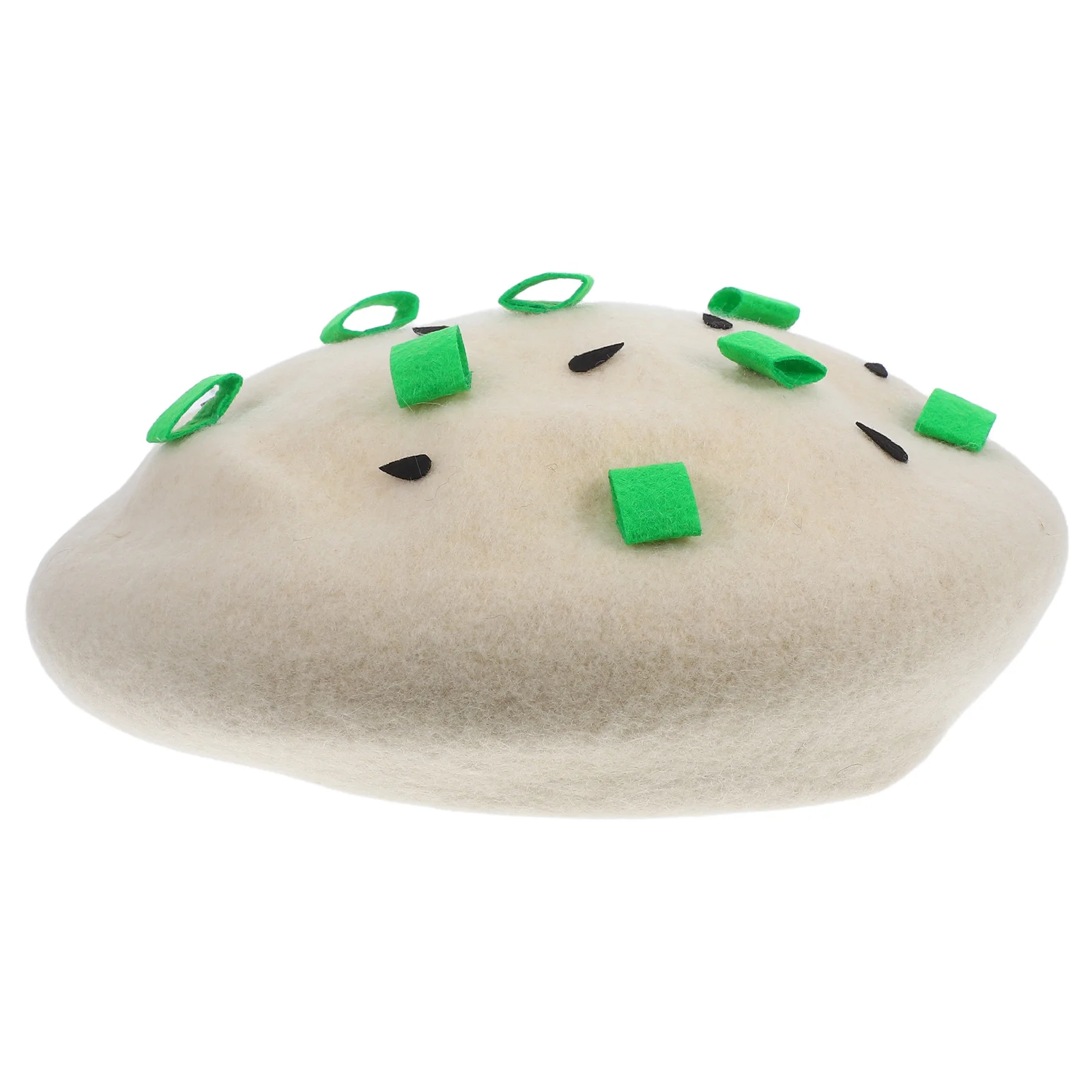 Gorros de boina de dibujos animados para mujer, lana de cebolla verde, invierno, unisex, artista, reuniones de fiesta tradicionales francesas