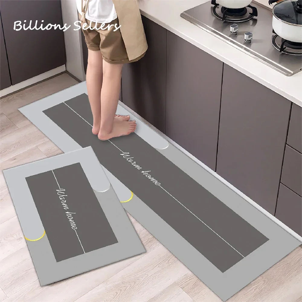 Kitchen Absorbent Mat Non-Skid Waterproof Wipeable Comfort Standing Kitchen Rugs and Mats Wipeable Wash Free Long Strip Carpet