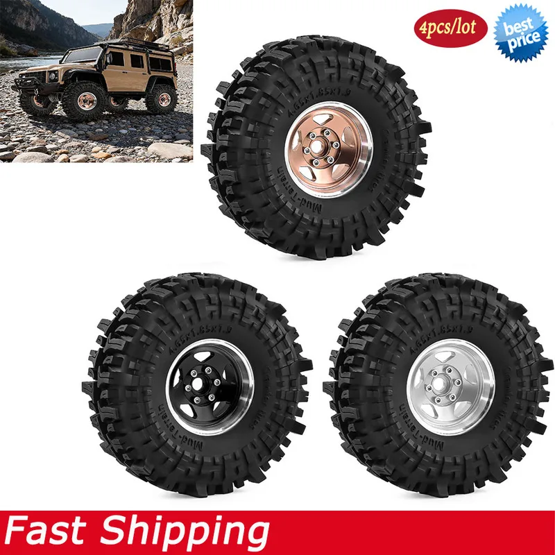 118*47mm 1.9 inch Metal RC Crawler Beadlock Wheel & Tires for 1/10 Traxxas TRX4 TRX6 Axial Scx10 Axi03007 90046 D90 D110 SCX10