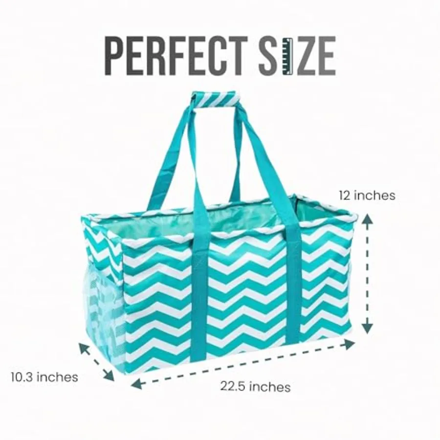 Extra Large Utility Tote Bag - Oversized Collapsible Reusable Wire Frame Rectangular Canvas Basket With Two Exterior Pockets Fo view 4