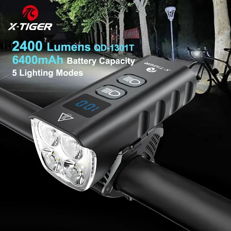 X-Tiger Bike Light Koplamp Fiets Lamp Met Power Bank Oplaadbare Led 5200Mah Mtb Fiets Light Zaklamp Fiets accessoires