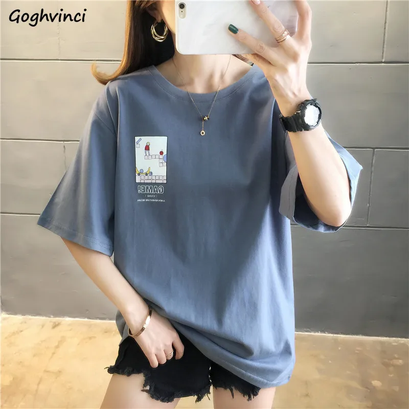 Short Sleeve T-shirts Women Printed Korean Style Students All-match Daily Harajuku Summer Loose Hot Sale 2XL Streetwear New