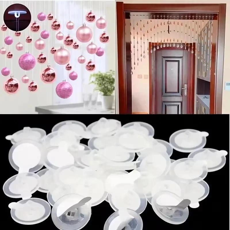 100/5Pcs Ceiling Strong Traceless Small Disc Hook Transparent Suction Hook Home Storage Decorative Hanging Self Adhesive Hook view 5