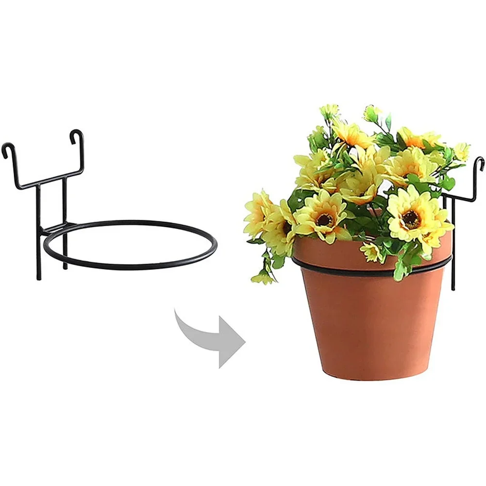 7 inch Hanging Flower Pot Stand for Balcony Railing Wall Mounted Iron Plant Holder for Indoor Outdoor Potted Plants