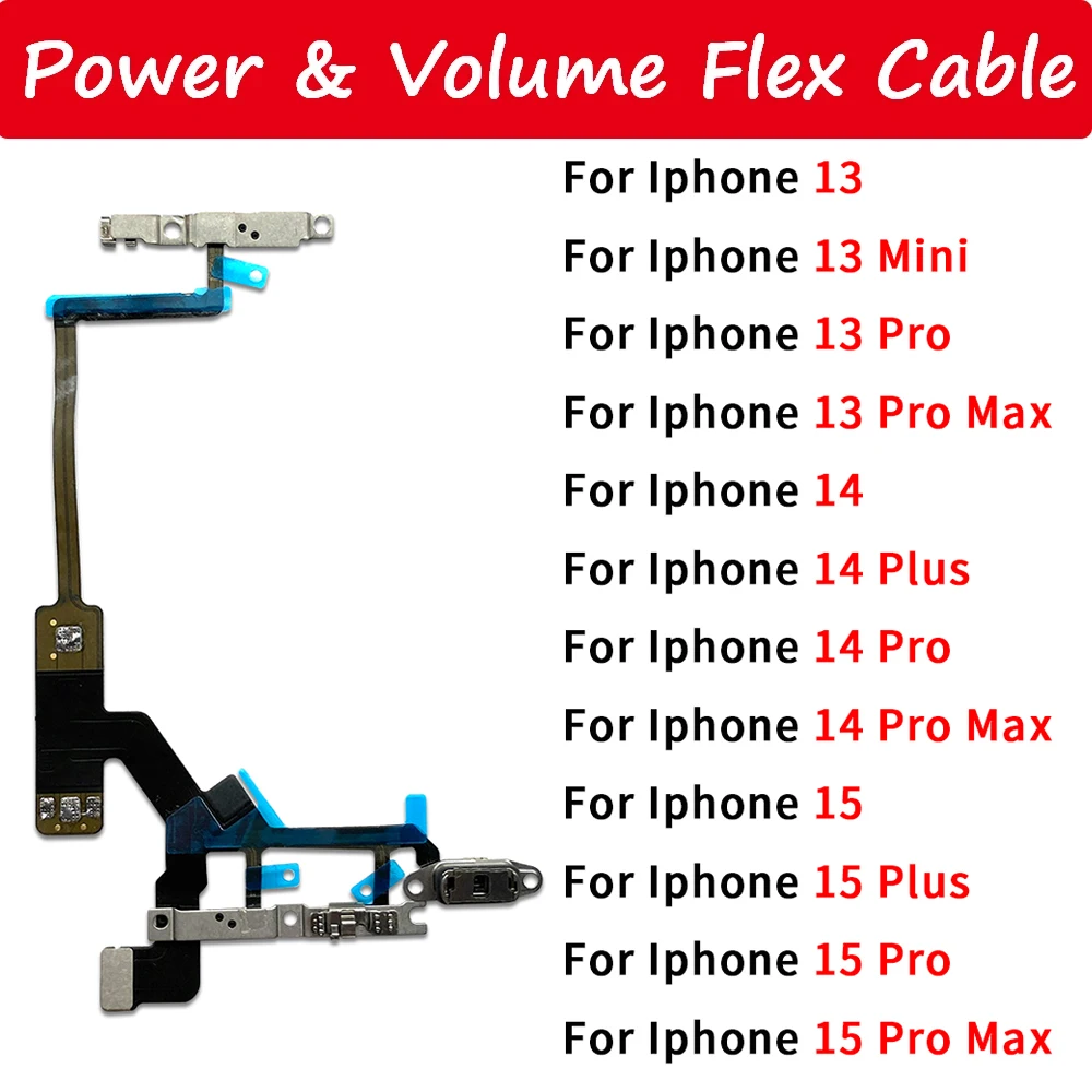NEUE Reparatur Seite Power ON/OFF Schlüssel Flex Kabel Für IPhone 13 mini 14 Plus 15 Pro Max 13 pro Volumen Schalter Taste Band