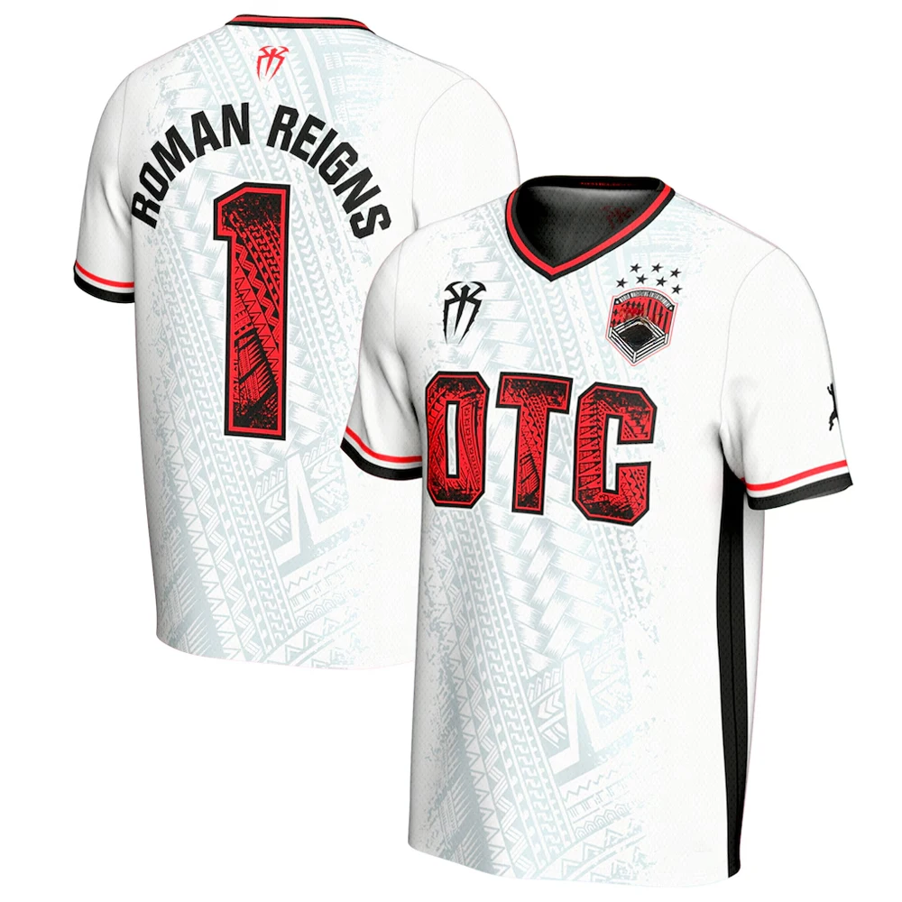 Men's White Roman Reigns Soccer Jersey 3D Printed Outdoor Sports Quick Drying V-Neck Short Sleeve Football Training T-Shirt 2026
