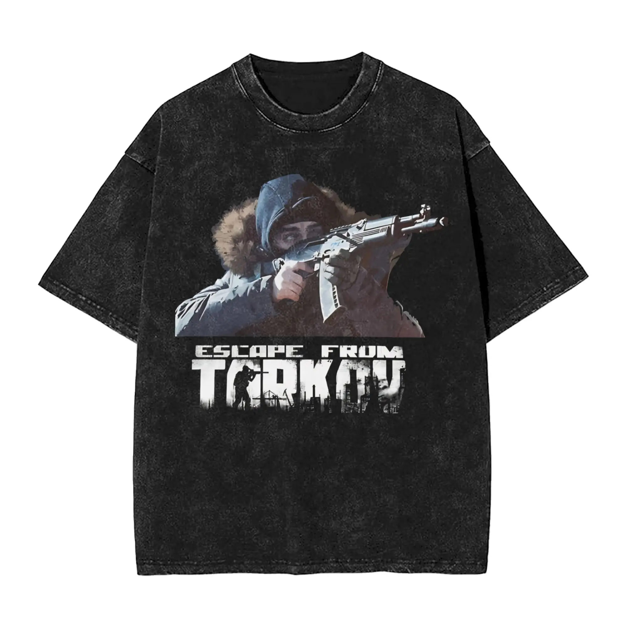 Graphic Printed Escape From Tarkov USEC  Washed T Shirts Outfit Harajuku T-Shirt  Men Women Tees