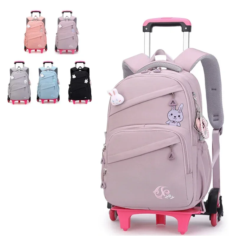 

School Wheeled Backpack for Girls School Bag with Wheels Trolley Bag Rolling Student Backpack Travel Bags Kids School Bag