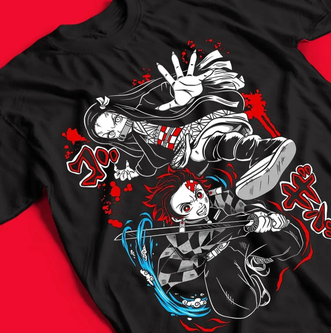 Demon Slayer Tanjiro Nezuko T Shirt Unisex Men Women and Kids Anime Graphic Tees Kimetsu No Yaiba Vintage Art Casual Cotton Tops