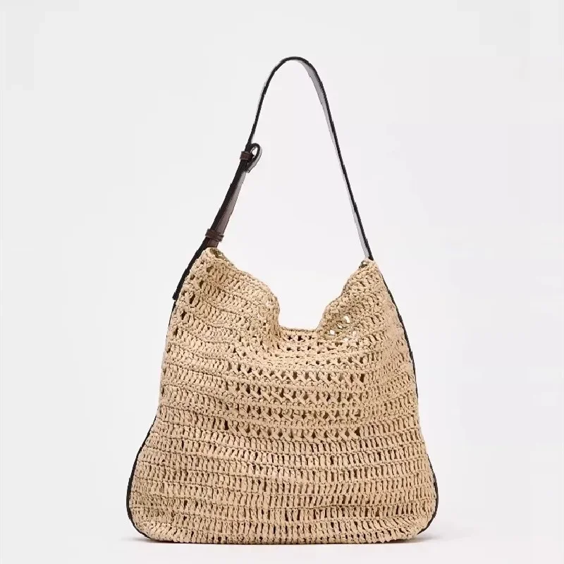 Women Shouder  Bohemian Straw Underarm Summer Beach Woven Armpit Large Casual Crochet Tote Bag Shopping Bags