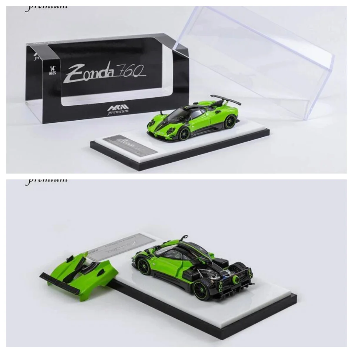 HKM 1:64 Green Zonda 760 LH Super Racing Sports Model Diecast Metal Car
