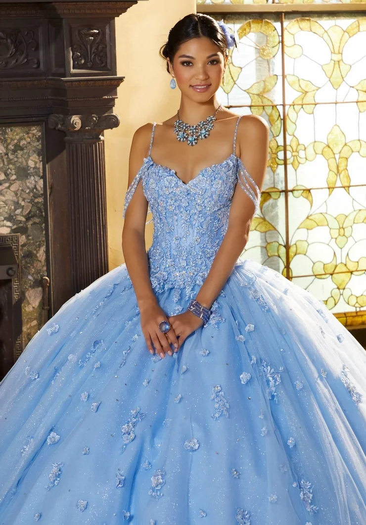 EVLAST personalizado 2025 vestido De baile azul cielo vestido para quinceañeras apliques rebordear volantes corsé dulce 16 Vestidos De 15 Anos E1Q701