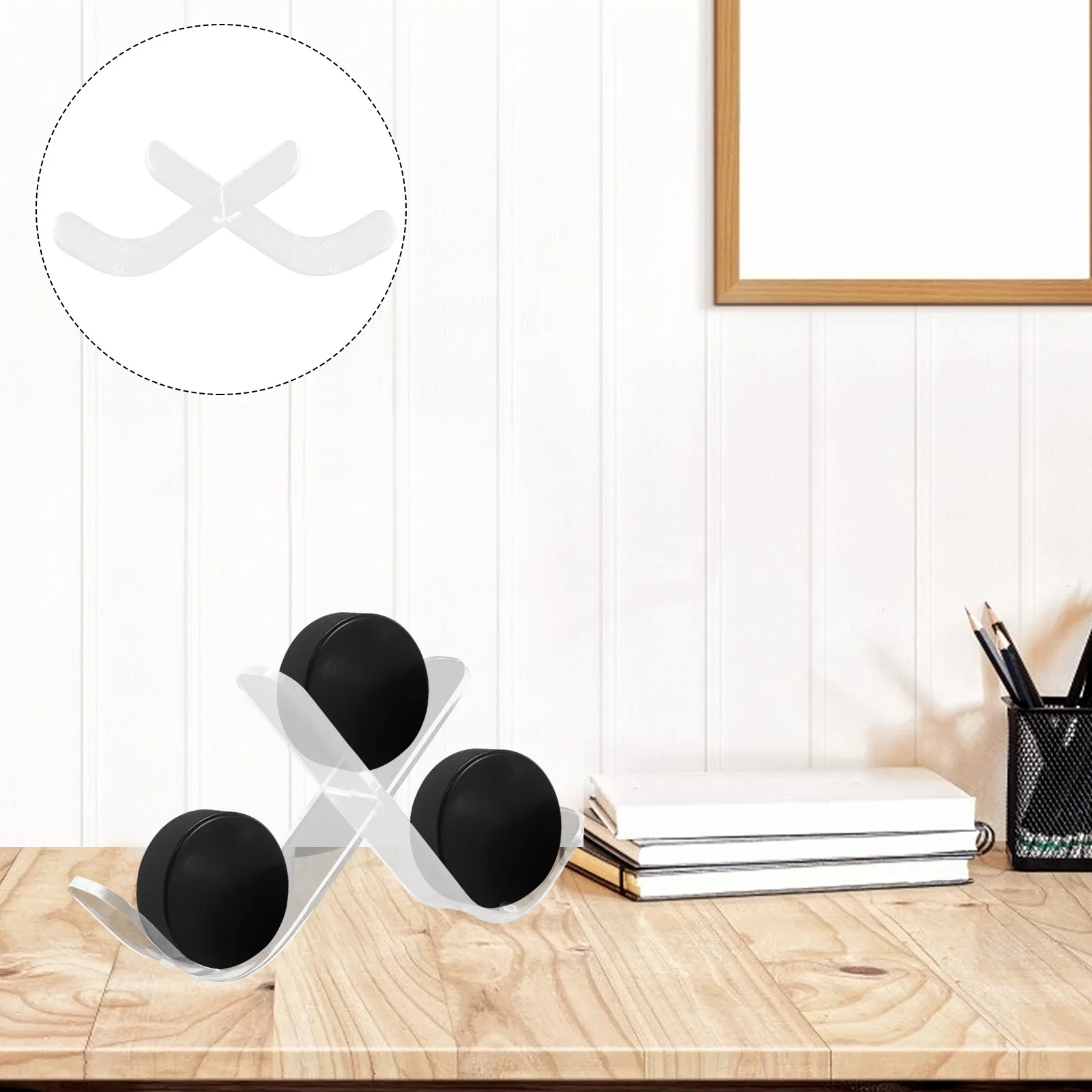 

Clear Acrylic Hockey Puck Display Case Triple Compartment Wall Mountable Holder for Ice Hockey Pucks Sports