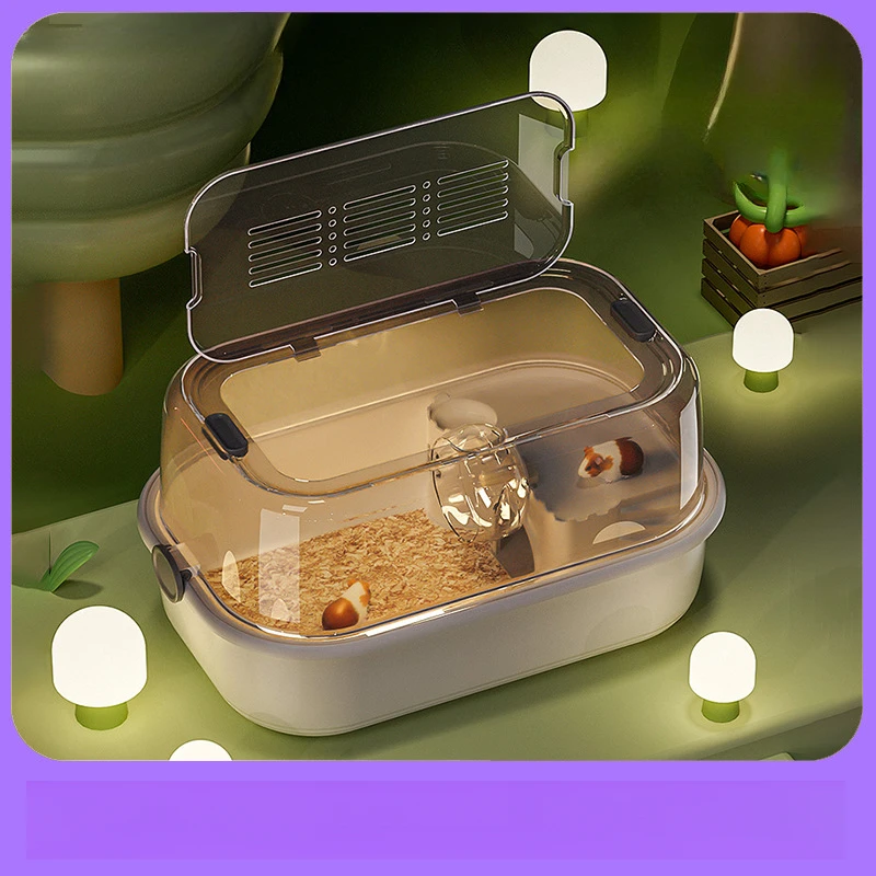 

Клетка для хомяка, панорамный прозрачный просвет, открытое встроенное ходовое колесо, домашняя клетка для хомяка, ящик для разведения, клетка для ежиков