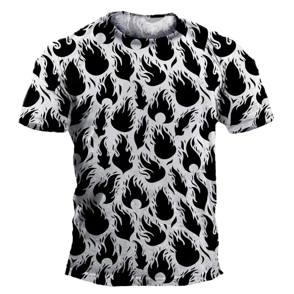 Mens T shirts Cool Flame Graphic Top Aesthetic Clothing Women Streetwear Man Short Sleeve Harajuku Men\'s Clothing Casual T-shirt