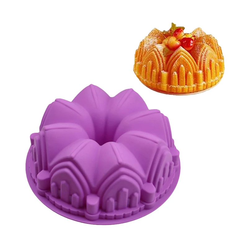 1Pc Big Crown Castle Shape Silicone Mold DIY 3D Birthday Cake Pan Decorating Tools Large Bread Fondant DIY Baking Pastry Tool