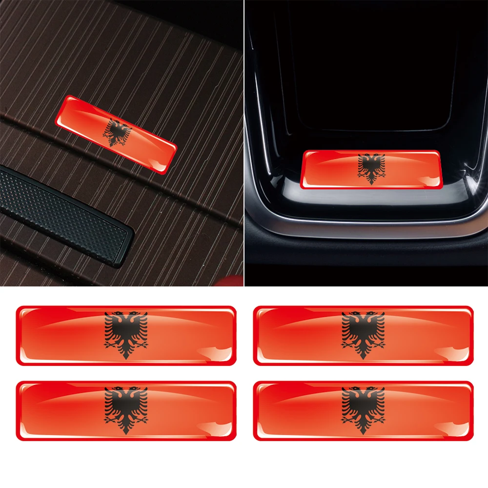 

4/10/20x Albania Flag Car Epoxy Decorative Sticker 3D Motorcycle Decals Stickers Case Strong Stickiness Car Decals Accessories