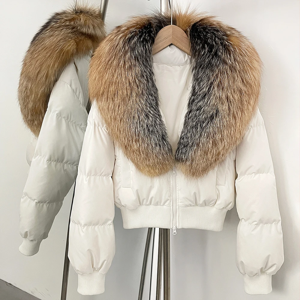 

OFTBUY Куртка на утином пуху, женская куртка из натурального меха с капюшоном, трендовая парка из натурального меха, зимняя женская одежда, женская демисезонная куртка