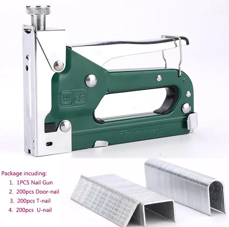 6" 3 in 1 Manual Heavy Duty Hand Nail Gun Steel Furniture Stapler For Framing Staples By Free Woodworking Tacker Tools