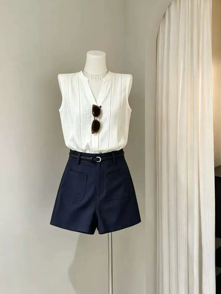 

Loose High Waist Sleeveless Women's Set Korean Style Fashion Casual Shorts plus Size Slimming Effect Summer Outfit