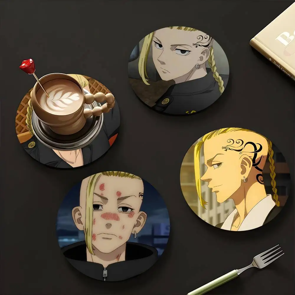 1pc Ken Ryuuguuji Anime Characters Wooden Coaster Colour Printing Cup Mat Home Desk Decoration Gifts