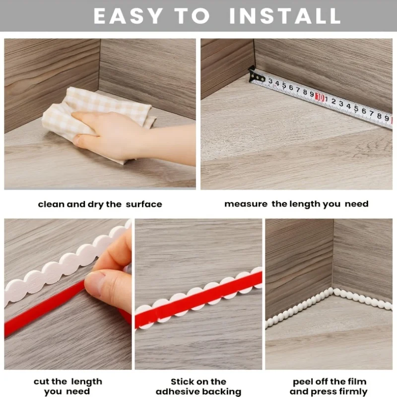 YITAPE 300CM Selbstklebende Perlen-Zierleiste Flexibler Wanddekor für Badezimmer Spiegelschrank Küchenrückwand Deckenkante DIY – Detail 4