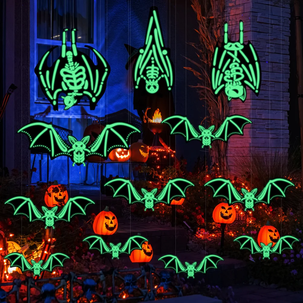 

1 set 1 Set Glow In The Bat Decor Halloween Outdoor Garden Luminous Party Ornament Prank Accessories Night Light