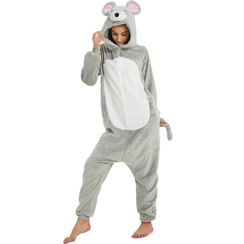 Mouse Footed Pajamas Adults Kigurumi Onesie Men Cosplay Costume Halloween Full Body Pijama Men One-Piece Sleepwear Christmas