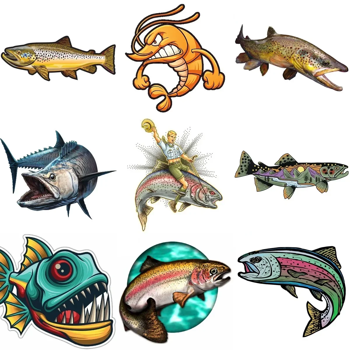 Creative Fish Fishing Perch PVC Waterproof Sticker for Decorate Car Room Motorcycle Camper Wall Table Off-road Decal Accessories