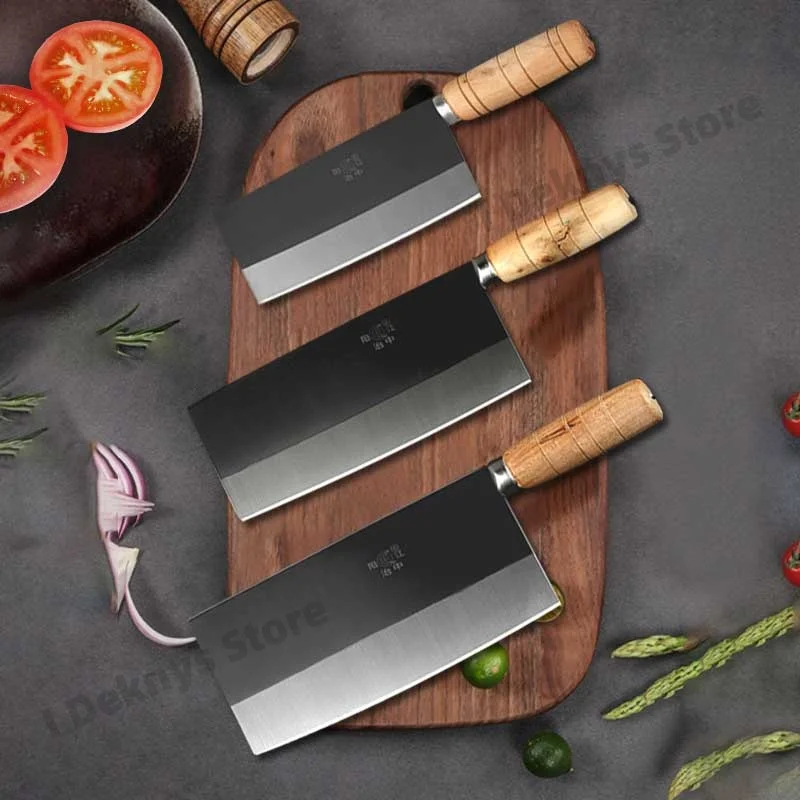 

Kitchen Knives Set Professional Chef Cleaver Knife High Carbon Steel Wooden Handle Slicing Chop Boning Butcher Knife