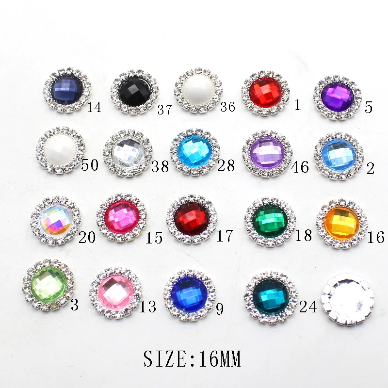 ZMASEY Sale Price 10Pcs/Lot 16MM Rhinestone Buttons Acrylic Diamond Button Invitation gail hair bowknot Flower Accessory
