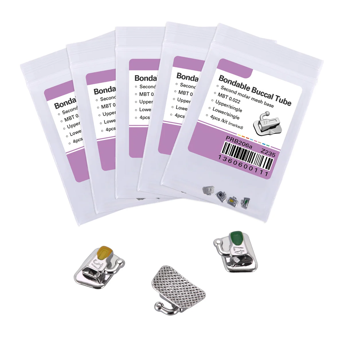 AZDENT 20 Stück = 5 Kits Zahnkieferorthopädisches verklebbares Bukkalröhrchen für 1./2. Molar Mesh Base Nicht umwandelbares Einzelrohr Roth/MBT – Detail 4