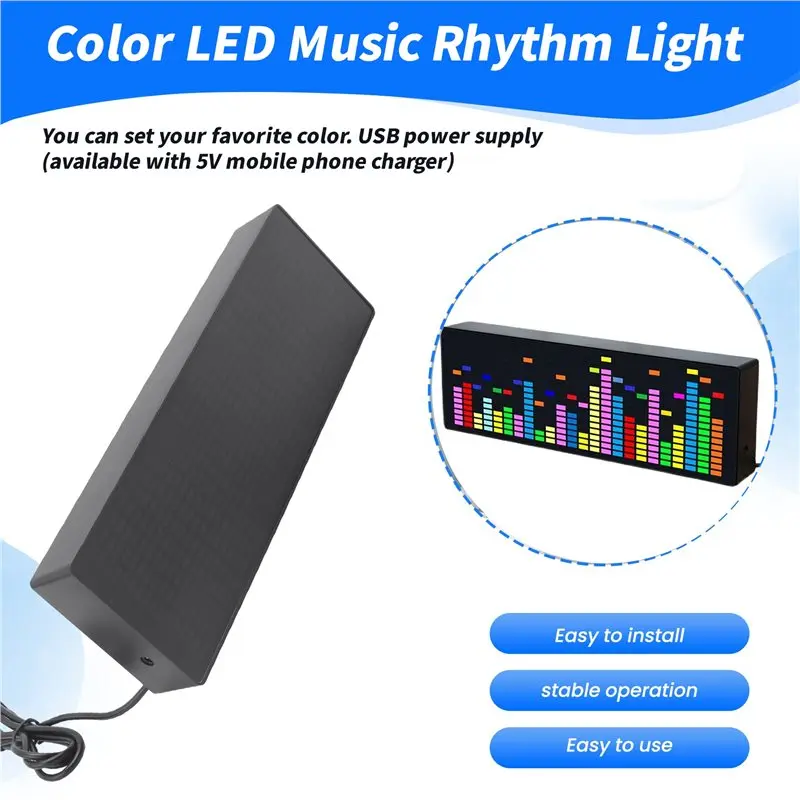 Dependable-Color LED Music Spectrum Electronic Clock Rhythm Light 1624RGB Polar Atmosphere Lamp (Voice+Wire Control)