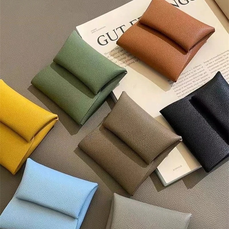 Litchi Texture Mini Bread Card Case Korean Style Compact Drivers License Holder Portable Cash Coin Wallet Card Organizer