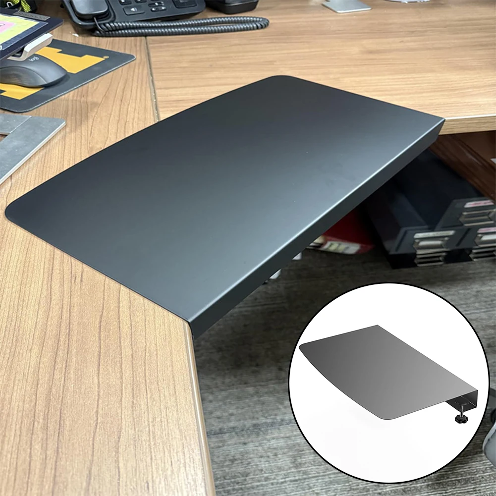 

17" Clamp Corner Desk Connecting Plate L Desk Platform Extension Attachment Stainless Steel Corner Desk Pad For Office Home Desk