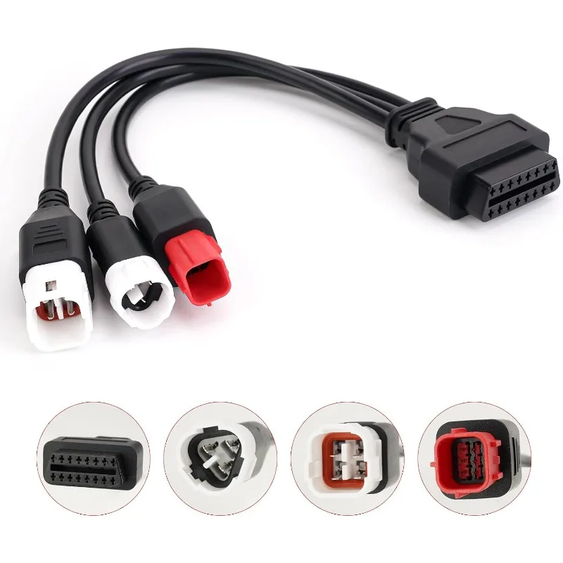 3 in 1 OBD2 Motorcycle Diagnostic Adapter Cable 3Pin 4Pin 6Pin To 16Pin K-Line Euro5 for Yamaha MT FZ R XSR TMAX Honda CRF KTM