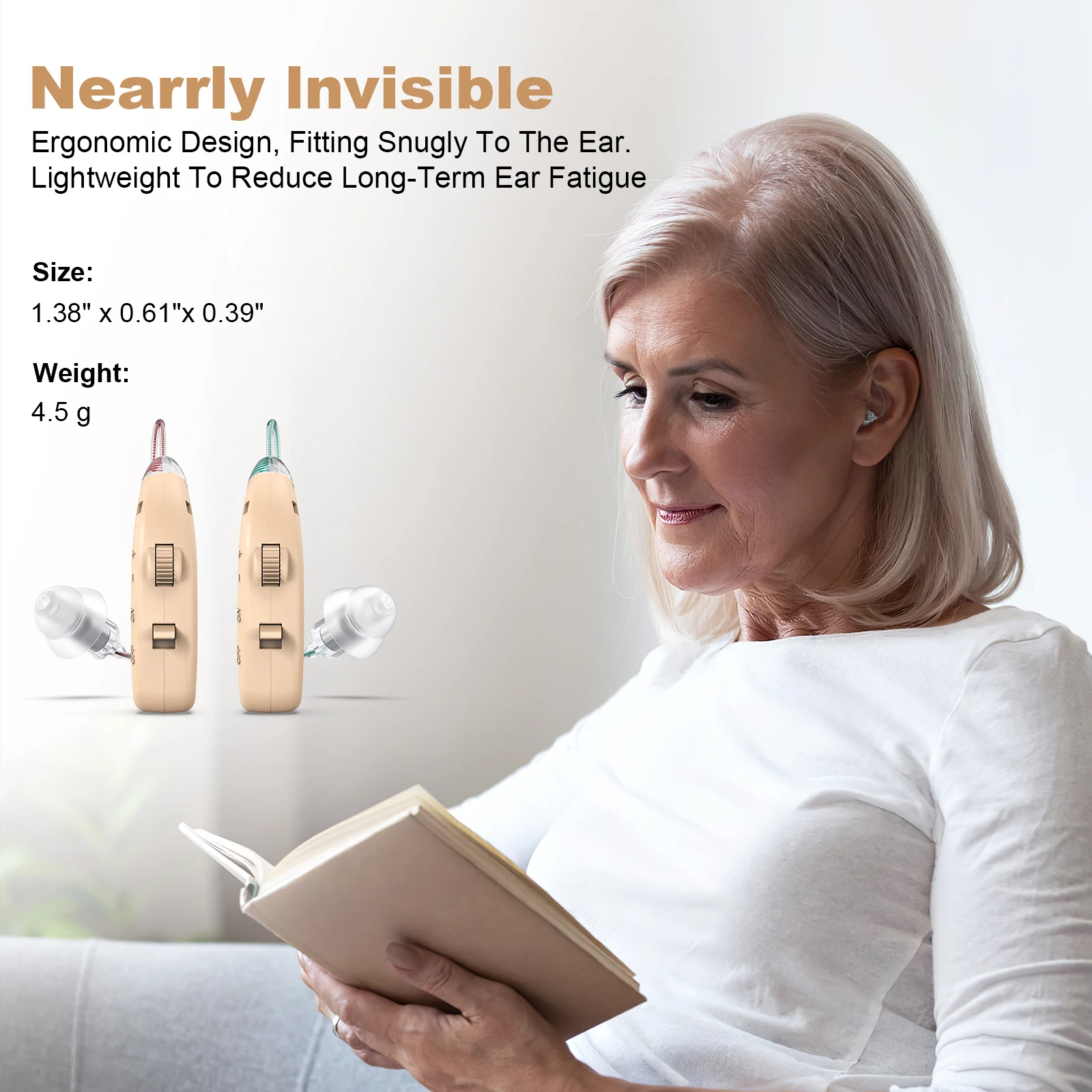 Rechargeable Hearing Aids BTE Hearing Aids for Seniors Personal Sound Amplifier Adults Hearing Assist Devices with Charging Base