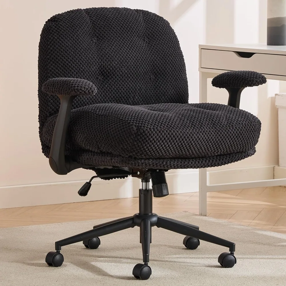 

"adjustable swivel office chair with flip-up armrests for enhanced comfort and wider, thicker seat"