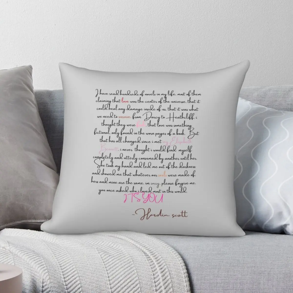 

Hardin Scott's Letter To Tessa Square Pillowcase Polyester Linen Velvet Printed Zip Decorative Sofa Seater Cushion Cover 18"