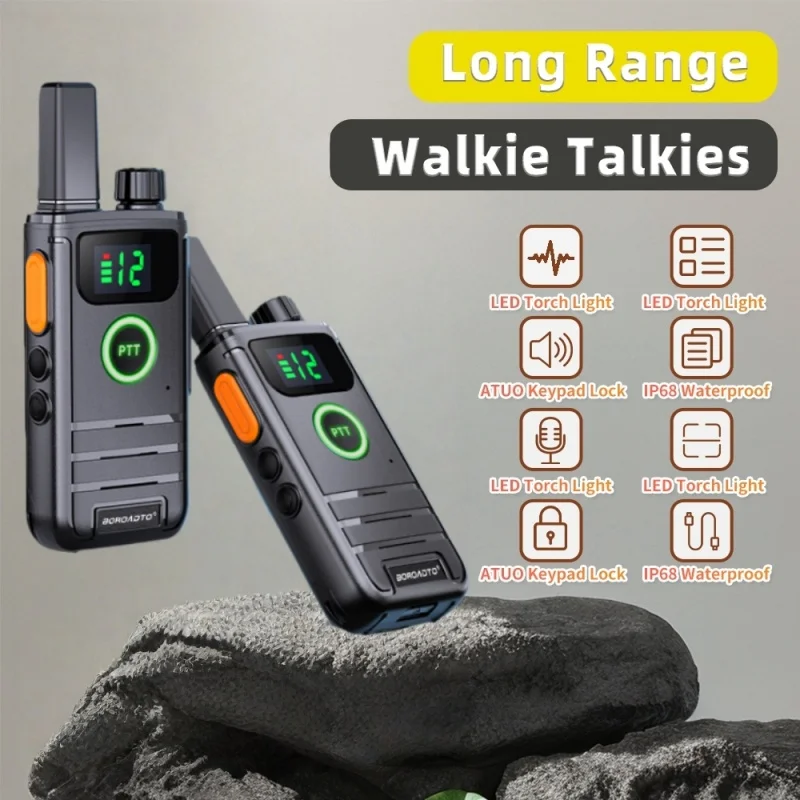 Лидер продаж, рация Motweisu Rola, 16-канальная PMR446, двусторонняя радиосвязь с наушником, ЖК-дисплей PTT, идеально подходит для строительства отеля, кафе