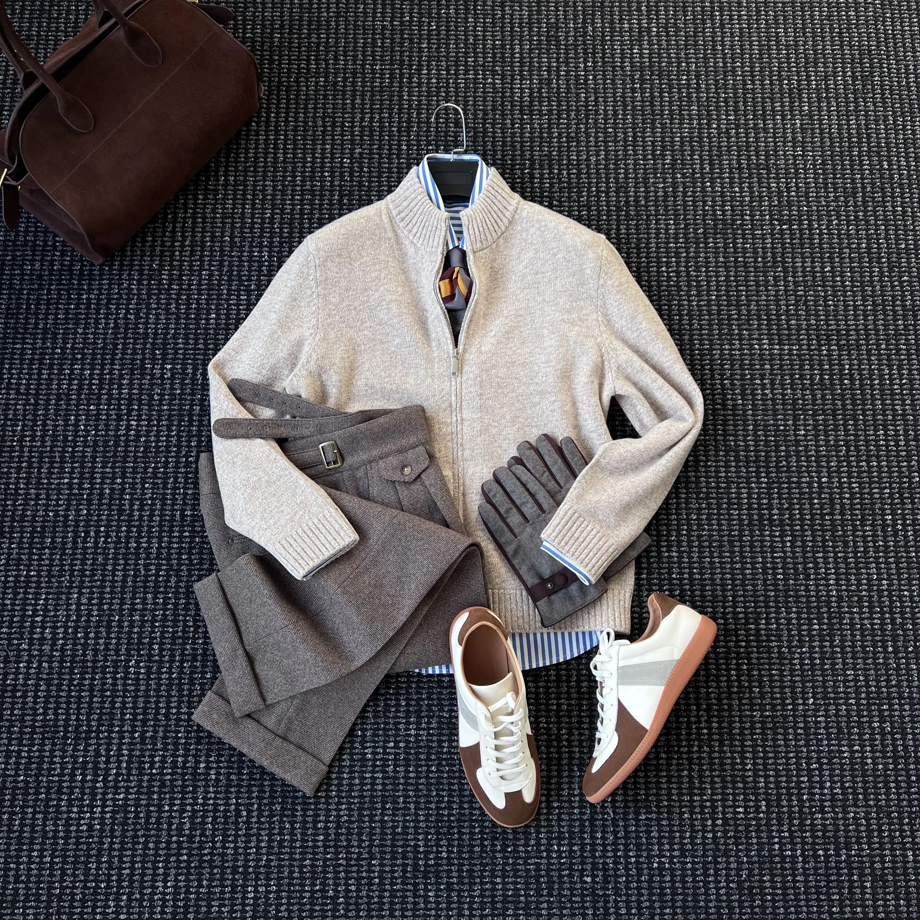 

(100% шерсть) Модный вязаный кардиган со стойкой для старых денег, мужской и мужской повседневный свитер