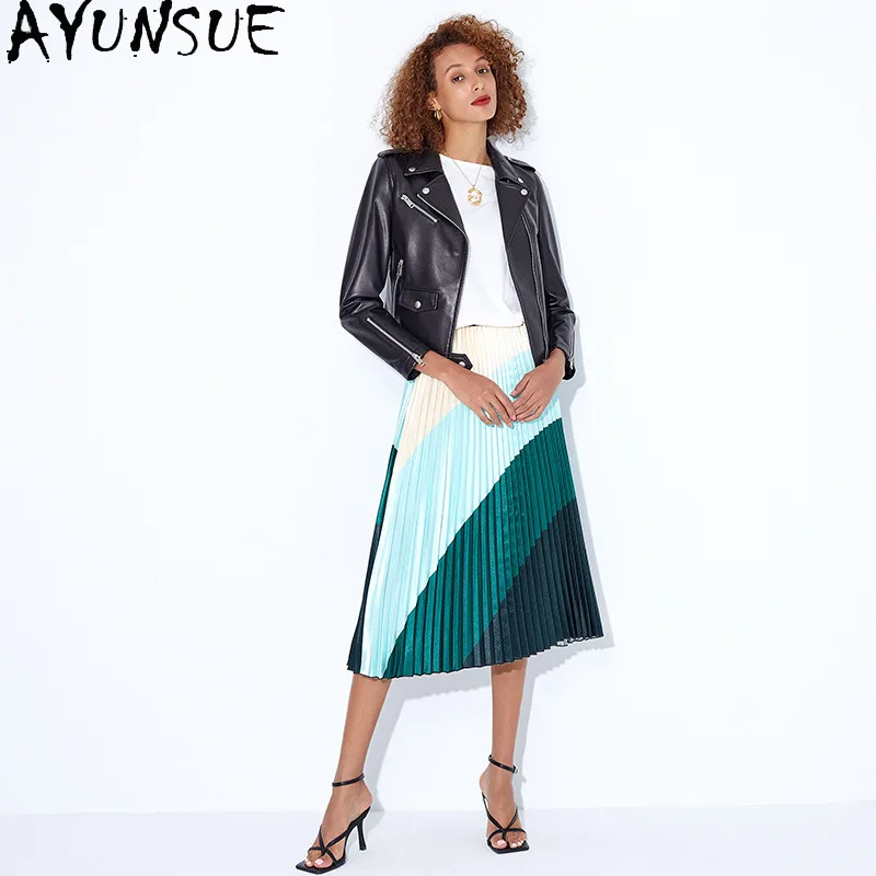 AYUNSUE Giacca in vera pelle Abbigliamento donna 2025 Autunno 100% Cappotti di pelle di pecora Giacche da moto Donna Slim Fit Jaqueta De Couro